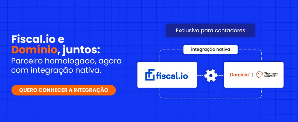 Fiscal.io e Domínio, juntos: parceiro homologado, agora com integração nativa. Exclusivo para contadores. Quero conhecer a integração.