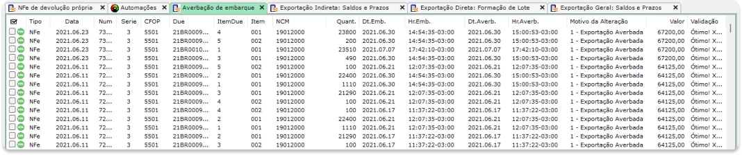 Captura do evento de Averbação de Exportação