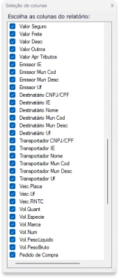 Dados completos das notas fiscais