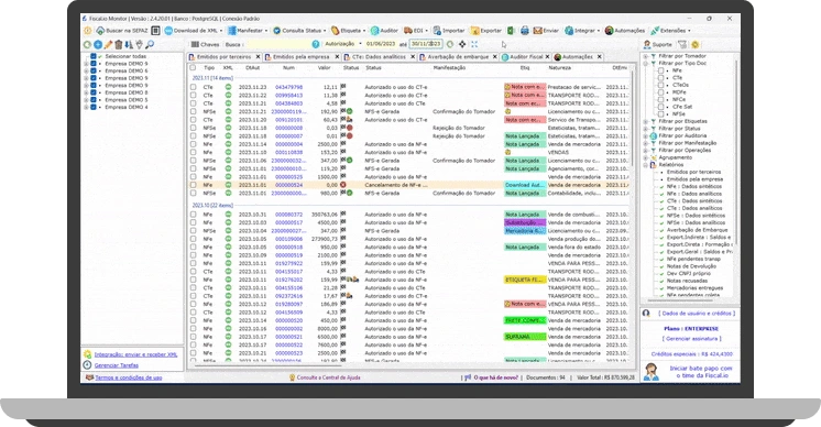 Organize os dados dos relatórios