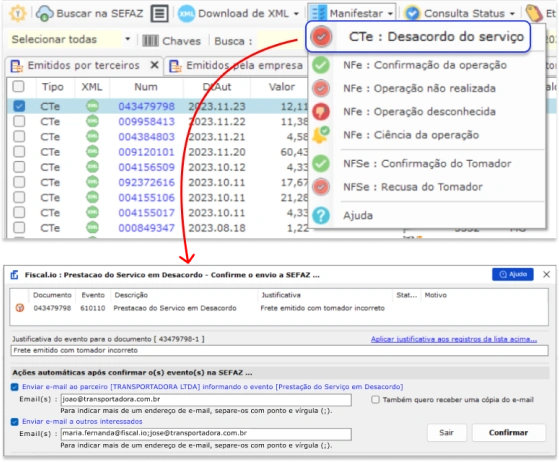 Prestação de serviço em desacordo